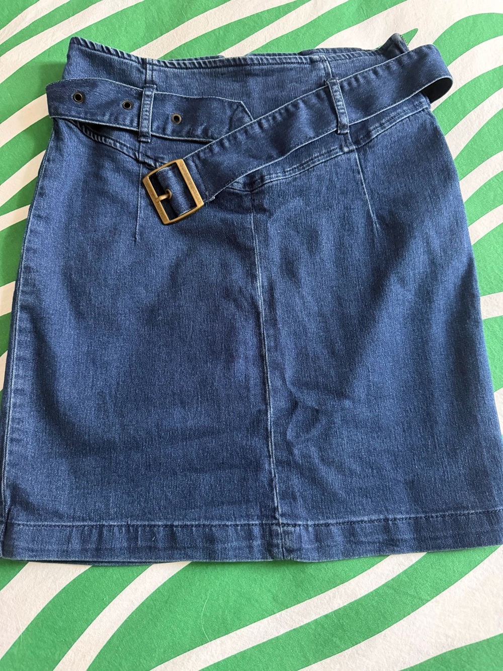 Free People Blue Denim Pencil Skirt with Belt